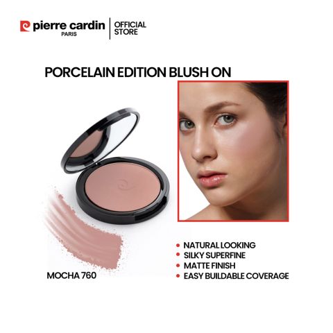 Pierre Cardin Paris Porcelain Edition Blush On, Natural Soft & Blendable, Silky Superfine Powder, 13g, Mocha 760