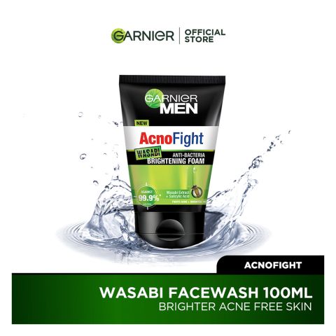 Garnier Men Acno Fight Wasabi Anti-Bacteria Brightening Foam With Salicylic Acid and Wasabi, 100ml