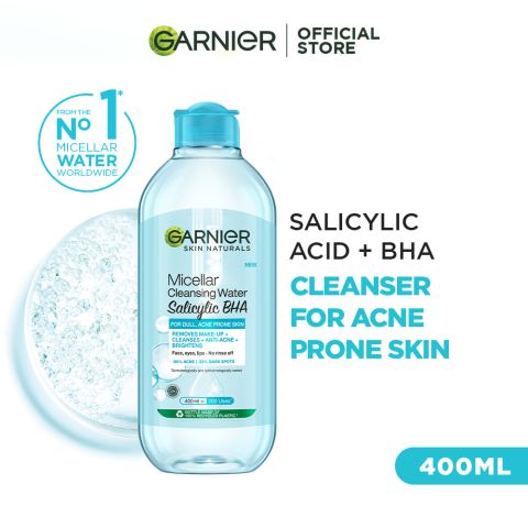 Garnier Skin Naturals Salicylic BHA Micellar Cleansing Water, Makeup Remover, 400ml