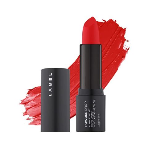 LAMEL Powder Drop Long Lasting Matte Lipstick, 407 Red Velvet