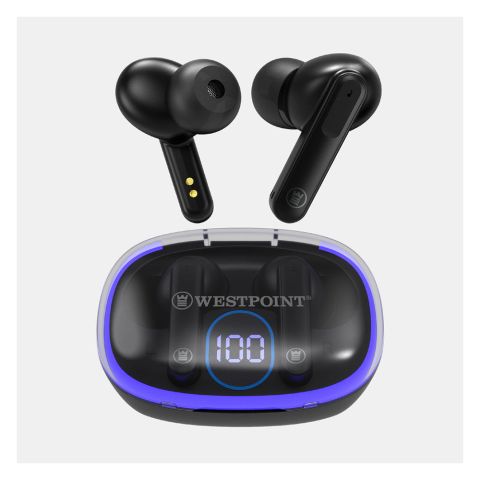 West Point Bluetooth Wireless Earbuds, Black, WP-101