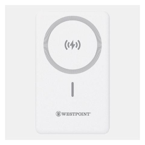 West Point Magnetic Wireless 10000mAh Power Bank, White, WP-1200