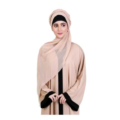 Affinity Pristine Abaya, Brown With Black Borders