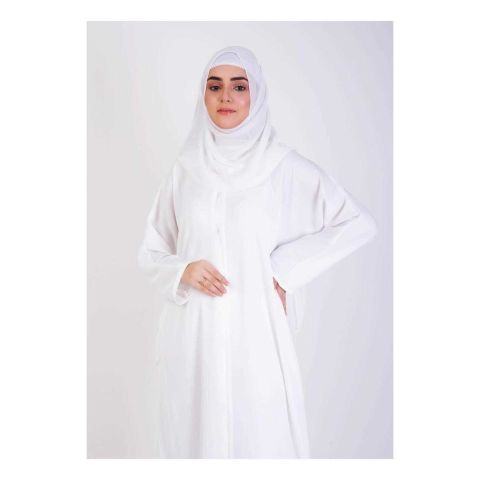 Affinity Basic Front Open Abaya, White