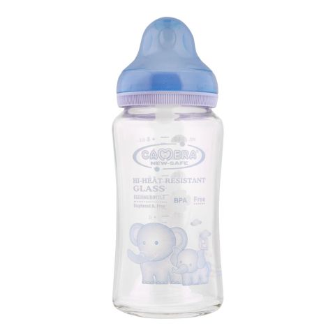 Camera Hi-Heat Resistant Wide Neck Glass Feeding Bottle, 240ml, 20018