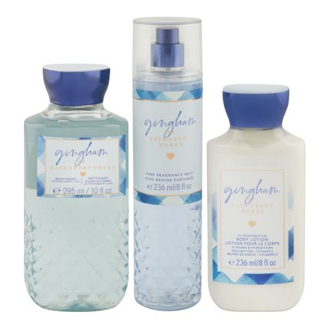 Bath & Body Works Gingham Gift Set, Body + Body Lotion + Fragrance Mist