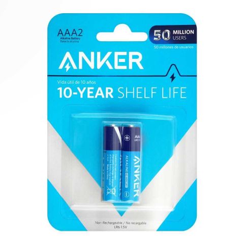 Anker Long Lasting Alkaline Non-Rechargeable Batteries, AAA2, B1820H11