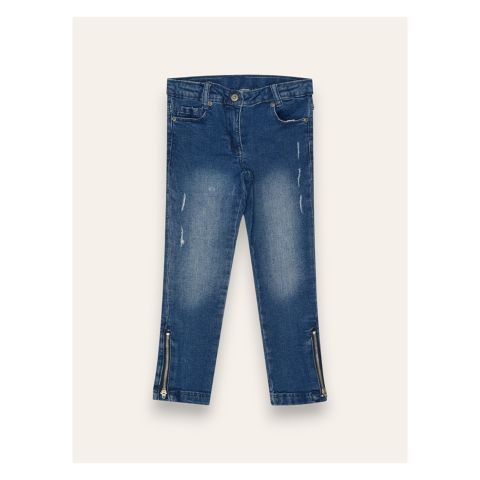 IXAMPLE Girls Denim Jeans With Zip Detail, Blue, IXSGB 63039