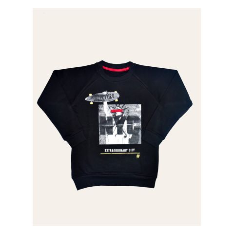 IXAMPLE Boys NYC Sweatshirt, Black, IXWBSS 65026