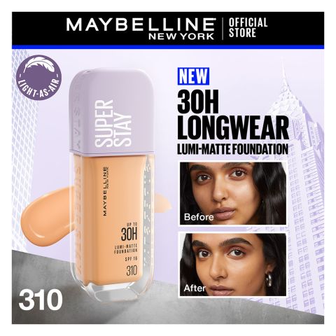 Maybelline Superstay Lumi Matte Liquid Foundation With SPF-16, 30H Weightless Longwear, 30ml, 310