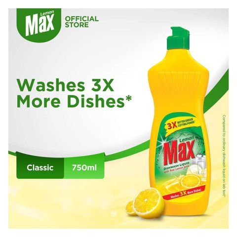 Lemon Max Dishwash Liquid, With Lemon Juice, 750ml