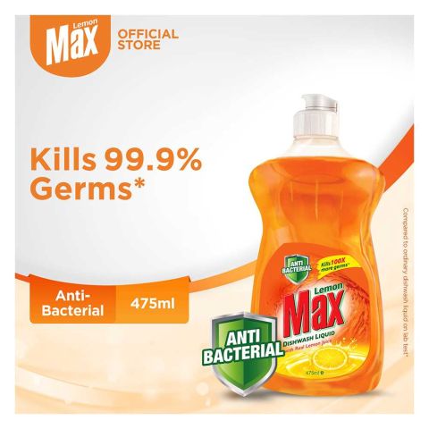 Lemon Max Dishwash Liquid, With Real Lemon Juice, 475ml