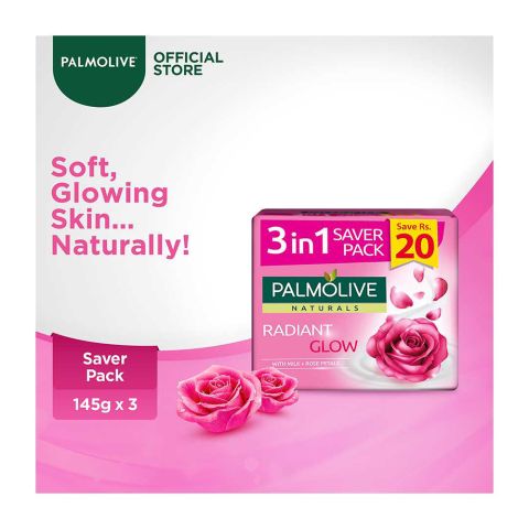 Palmolive Naturals Radiant Glow Soap, 3-In-One Pack, 3X145g