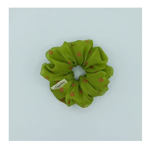 Sandeela Silk/Chiffon Classic Scrunchies Parrot Green, M03-02-1118