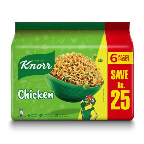 Knorr Noodles Chicken Party Pack, No Added Colors or Preservatives, One Serve 50g, 6-Packs Inside