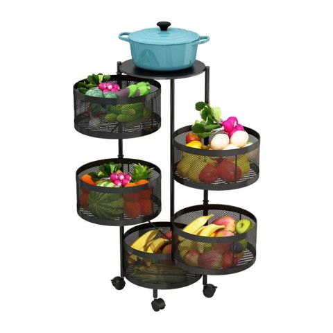 Matrix Premium Round Metal Trolley, 4-Layer