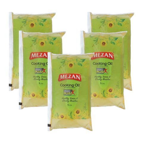 Mezan Cooking Oil, 1 Liter Each, 5-Pack