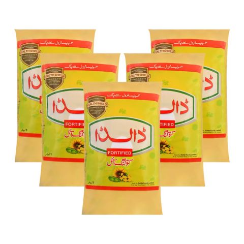Dalda Fortified Cooking Oil Pouch, 1 Liter Each, 5-Pack