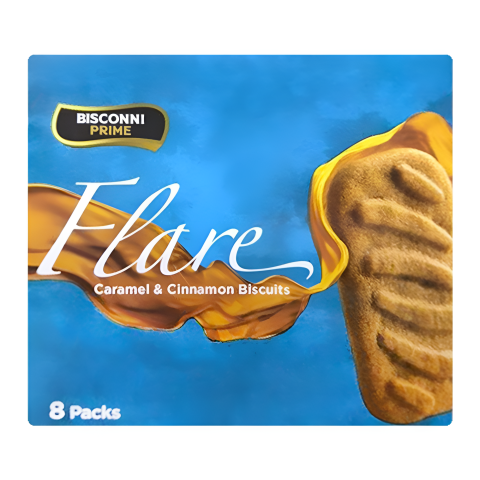 Bisconni Flare Caramel & Cinnamon Biscuits Box, 40g Each, 8-Pack