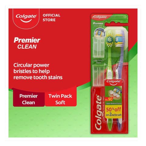 Colgate Premier Clean Toothbrush, Soft, 2-Pack, 50% OFF