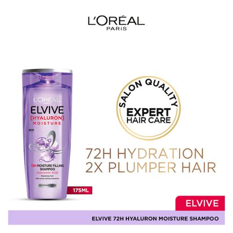 L'Oreal Paris Elvive Hyaluron Moisture 72H Moisture Filling Shampoo, 175ml