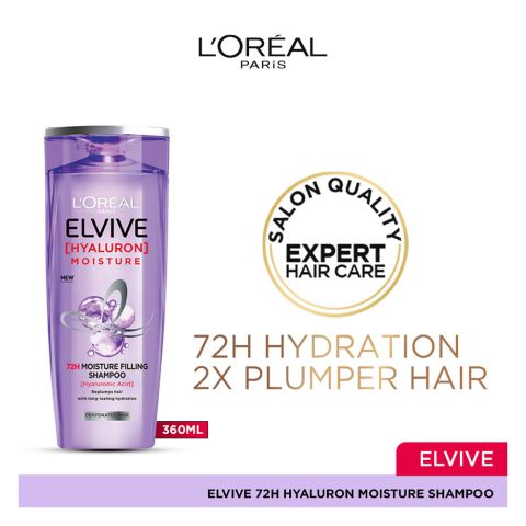 L'Oreal Paris Elvive Hyaluron Moisture 72H Moisture Filling Shampoo, 360ml