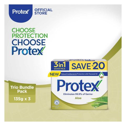 Protex Aloe Antibacterial Soap, Saver Pack, 3x135g