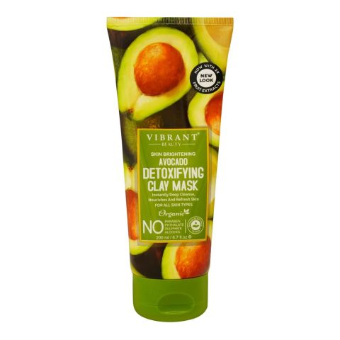 Vibrant Beauty Skin Brightening Avacado Detoxifing Clay Mask, For All Skin Types, 200ml