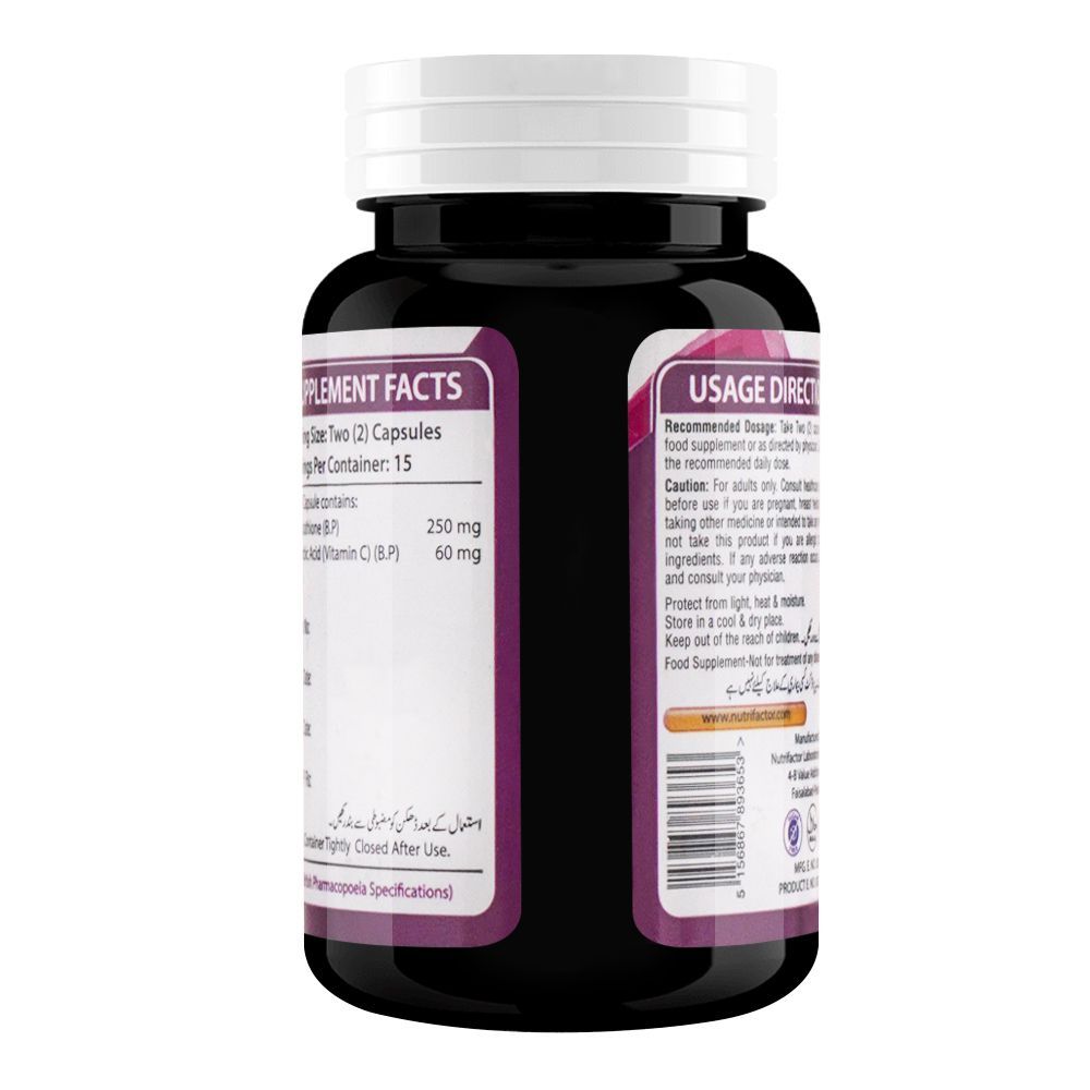 Buy Nutrifactor Gluta Fair Healthy Skin Food Supplement, L-Glutathione & Vitamin C, 30 Capsules Online at Special Price in Pakistan