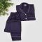 Basix Women's 2-Piece Pajama Set Night Suit, Silk Shirt and Trouser, Navy Blue, SW-107