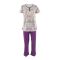 IFG 2-Piece Pajama Set, Knitted Cotton Top & Trouser, Purple, PS-92