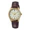 Casio Women's Champagne Face Analog Dress Watch, Brown Leather Strap, LTP-V005GL-9BUDF