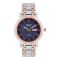 Omax Women's Quartz Blue Round Dial With Pink Case & Two Tone Bracelet Analog Watch, HYB061N004