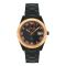 Omax Women's Rust Gold Round Case & Black Bracelet Analog Watch, RL42B22I