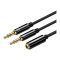 UGreen 3.5MM Female To 2 Male Audio Cable, Aluminium Case, Black, 20899