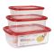 Appollo Crisper Microwave Food Container, 3-Piece Set, Small, Red