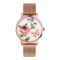 Timex Women's Rust Gold Round Dial With Floral Background & Rust Gold Bracelet Analog Watch, TW2U19000