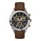 Timex Men's Chrome Round Dial With Textured Brown Strap Chronograph Watch, TW2R90800