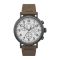 Timex Men's Indiglo WR30M Grey Round Dial With White Background & Plain Brown Strap Chronograph Watch, TW2T69000