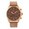 Omax Men's Rust Gold Round Dial With Brown Background & Brown Strap Chronograph Watch, VC04 Rose