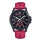 Casio WR-50M Men's Black Round Dial & Red Strap Chronograph Watch, MTP-E350BL-1BVDF