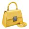 C-K Textured Hand Bag With Shoulder Strap, Yellow, CK2-50781127