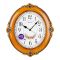 Z.A Wall Clock, White Background with Fancy Brown Border and Oval Shape, AMB-7903