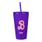 Barbie Party Double-Layer Plastic Straw Cup, Water Cup Drinking Bottle, Dark Purple, NL2203