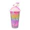 Unicorn Theme Plastic Tumbler Water Bottle With Straw & Strap, Travel Mug, Dark Pink, WBD9100