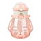 Bear Plastic Water Bottle With Strap, Pink, M10745