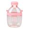 Cute Cartoon Plastic Water Bottle With Strap & Robe, 650ml, Leakproof, Pink, YB0738