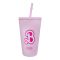 Barbie Party Double-Layer Plastic Straw Cup, Water Cup Drinking Bottle, Purple, NL2203