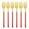 Chucan Stainless Steel Table Fork Set, Red & Gold, 6-Pack, CC-005