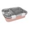 Stainless Steel Lunch Box, 3 Compartments, Spoon & Chop Stick, 400ml, Pink, 11.5cm (W) x 18cm (H) x 5cm (D), 7059